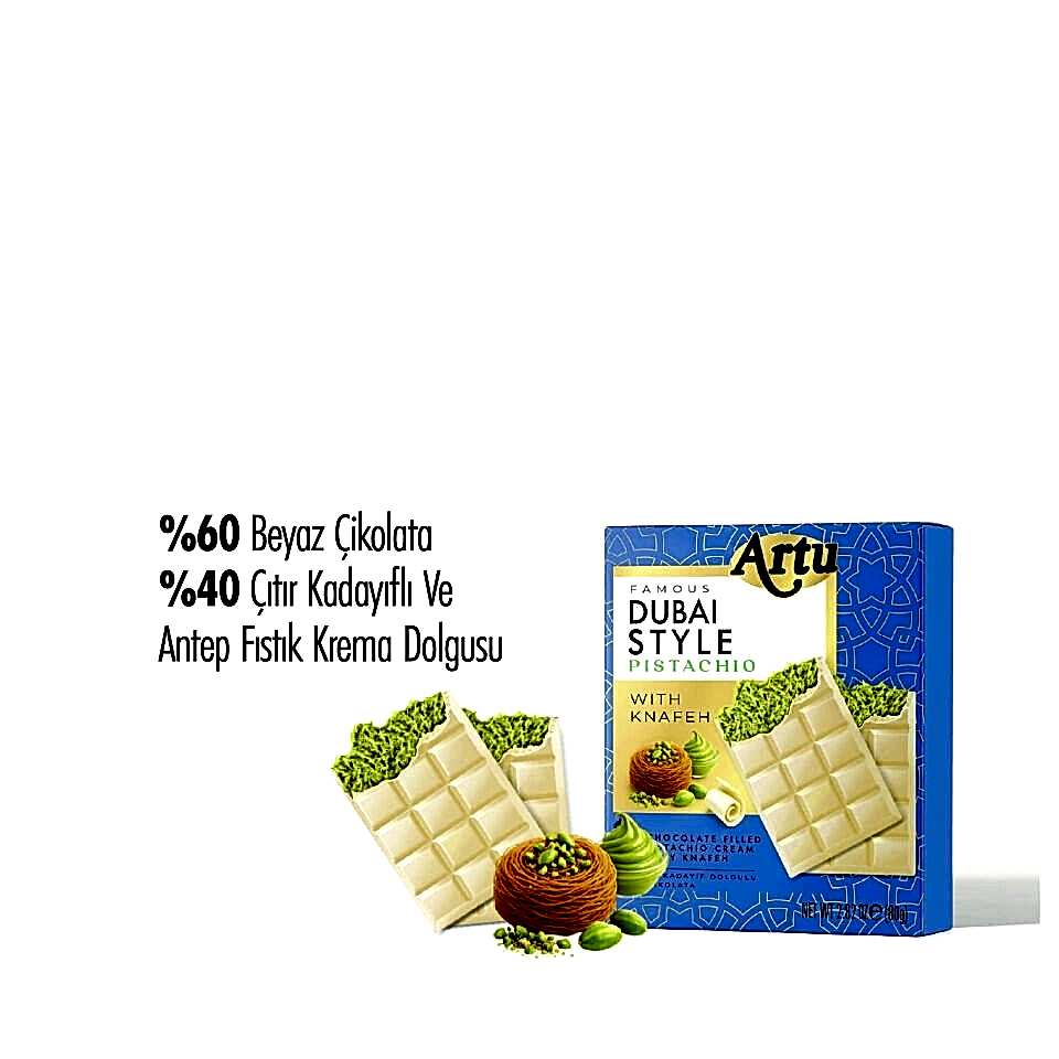 Çıtır Kadayıf ve Fıstık Krema Dolgulu Beyaz Çikolata, 80 gr (6'lı Paket)