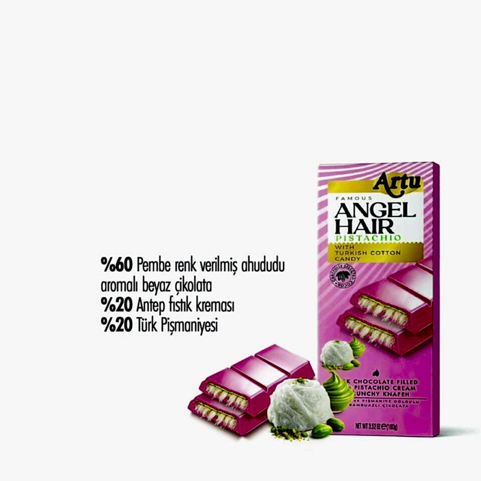 Angel Hair Antep Fıstıklı Kremalı Pişmaniye Dolgulu Ahududu Aromalı Çikolata, 80 g (10'lu Paket)