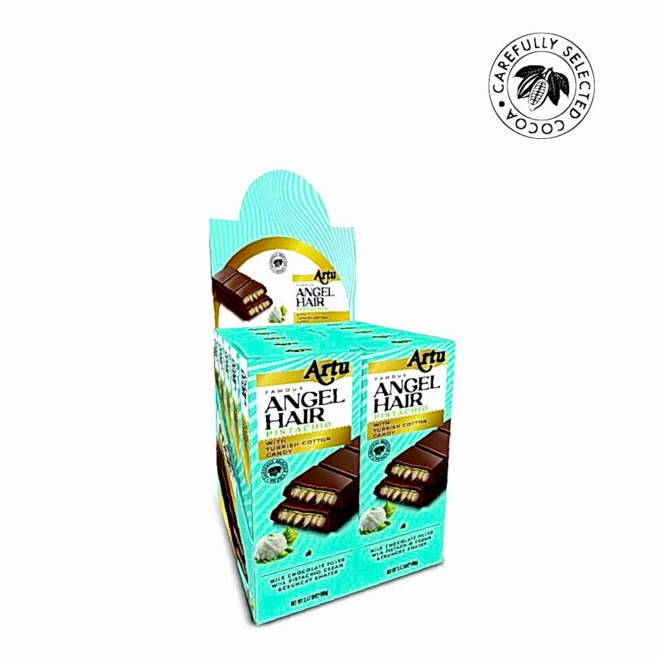 Angel Hair Antep Fıstıklı Kremalı Pişmaniye Dolgulu Sütlü Çikolata, 80 g (10'lu Paket)