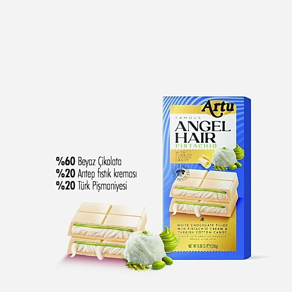 Angel Hair Antep Fıstıklı Kremalı Pişmaniye Dolgulu Beyaz Çikolata, 165 g (6'lı Paket)