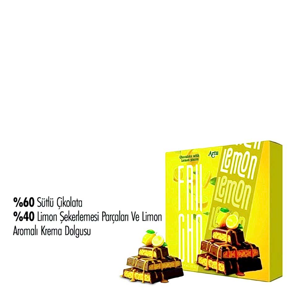 Frucho Limon Meyve Şekerlemesi Parçacıklı Sütlü Çikolata, 80 g (6'lı Paket)