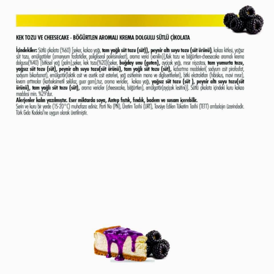 Cheese Cake Böğürtlenli Çikolata, 80g (6'lı Paket)