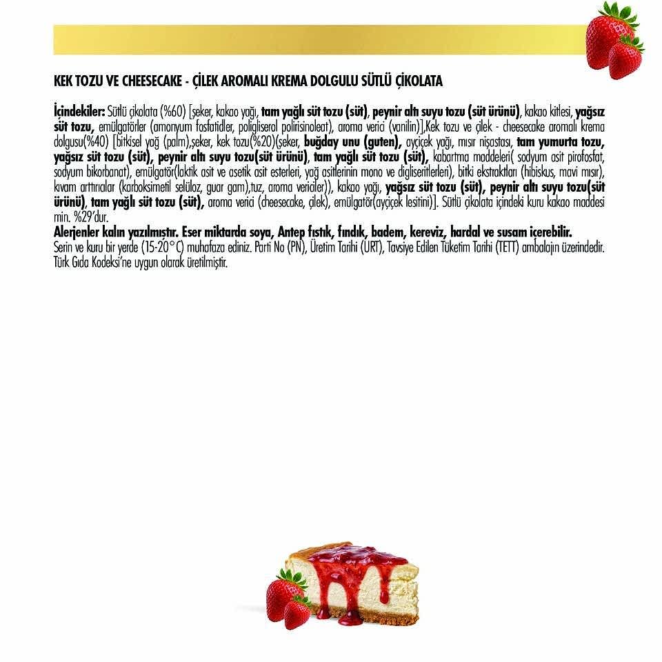 Cheese Cake Çilekli Çikolata, 80g (6'lı Paket)