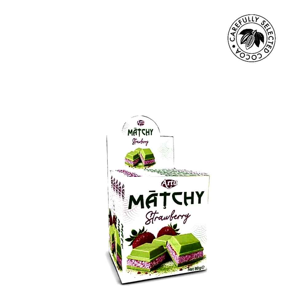 Çilek Aromalı Krema ve Çilek Parçalarıyla Doldurulmuş Matchiva Beyaz Çikolata, 80g (6'lı Paket)