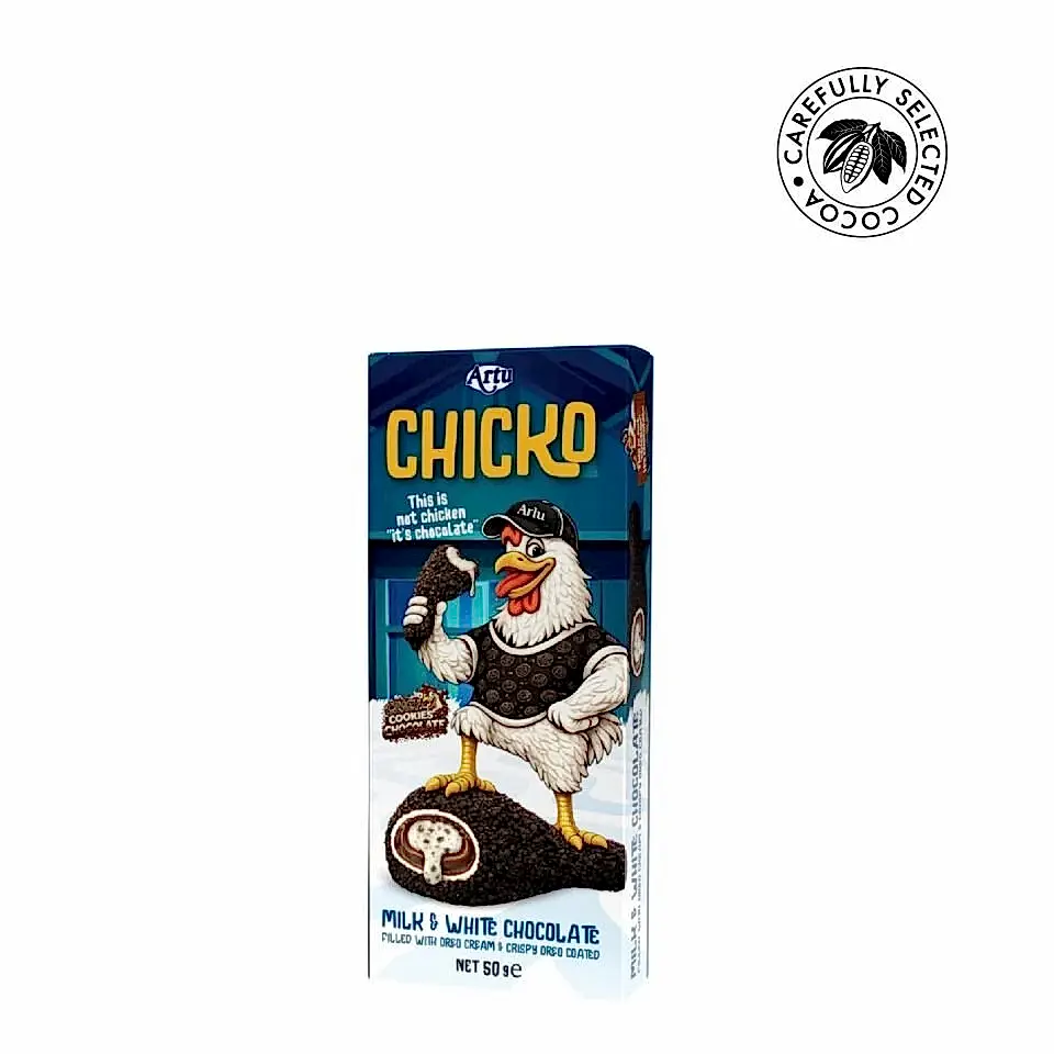 Chicko Kakaolu Bisküvi Parçacıkları ile Kaplanmış Oreo Aromalı Krema Dolgulu Çikolata, 50g (12’li Paket)